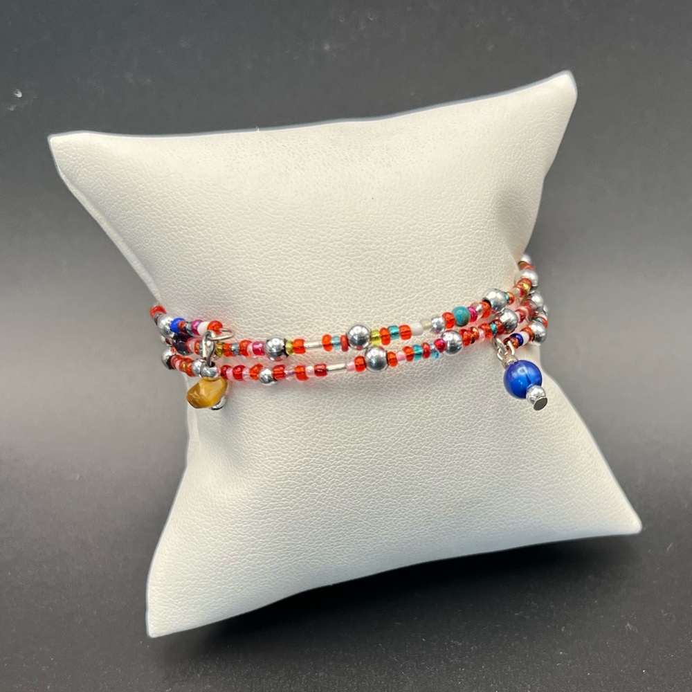 Multicolor Beaded Bracelet with Charms
